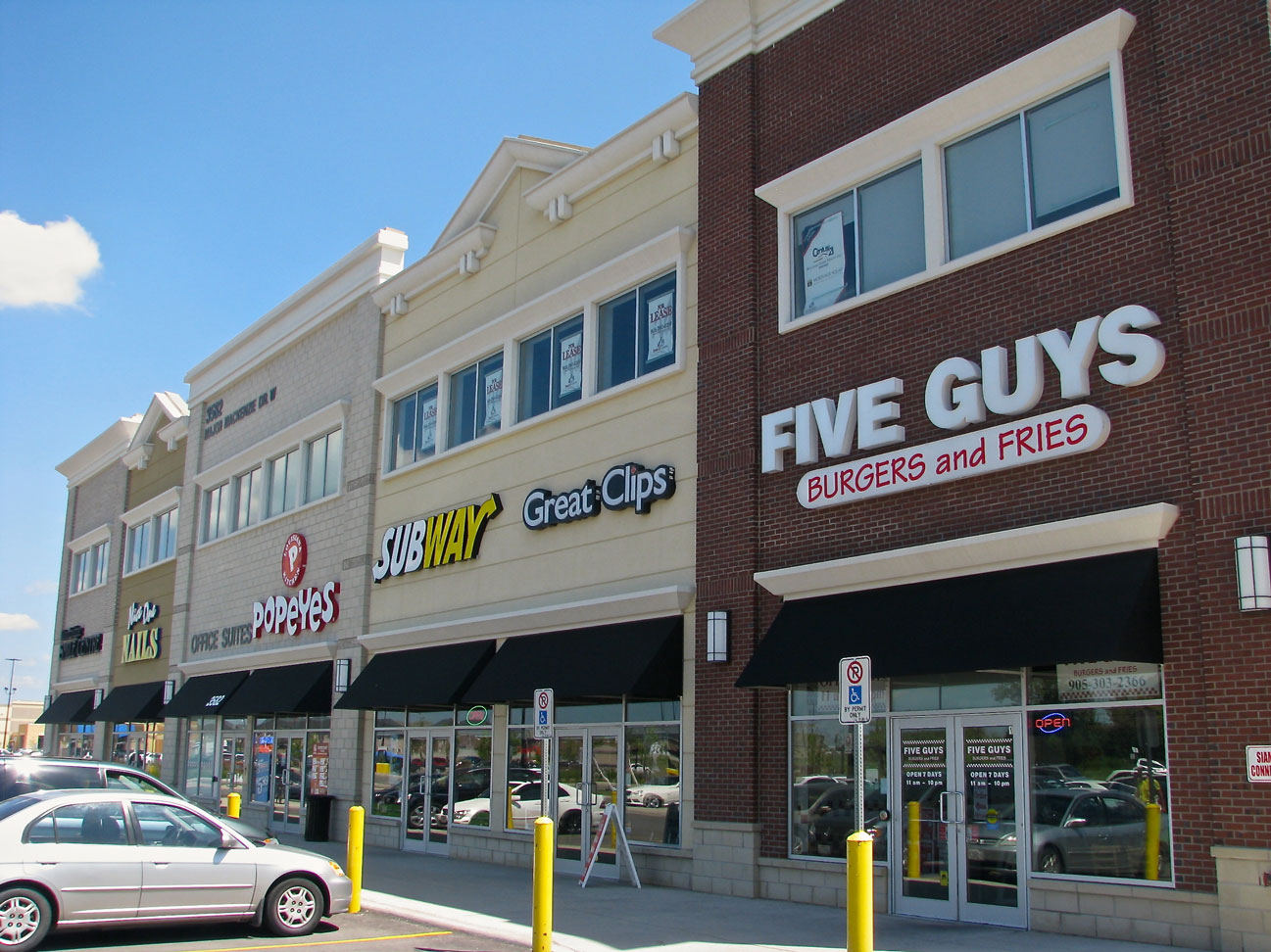 Five guys, Subway in a mall